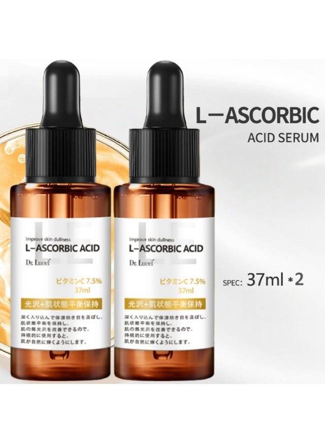 Dr. Lucel بكرتين من سيروم حمض L-أسكوربيك بتركيز 7.5% | يمنع الميلانين، يحسن البهتان، ويضيء لون البشرة 37 مل * 2 - Image 1